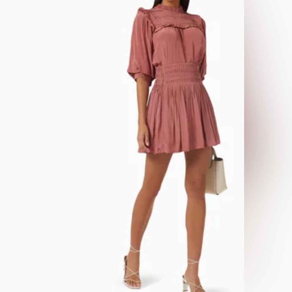 NWT Magali Pascal Cassia Skirt in Deco Rose Elastic Waist Lined Pleated Size M